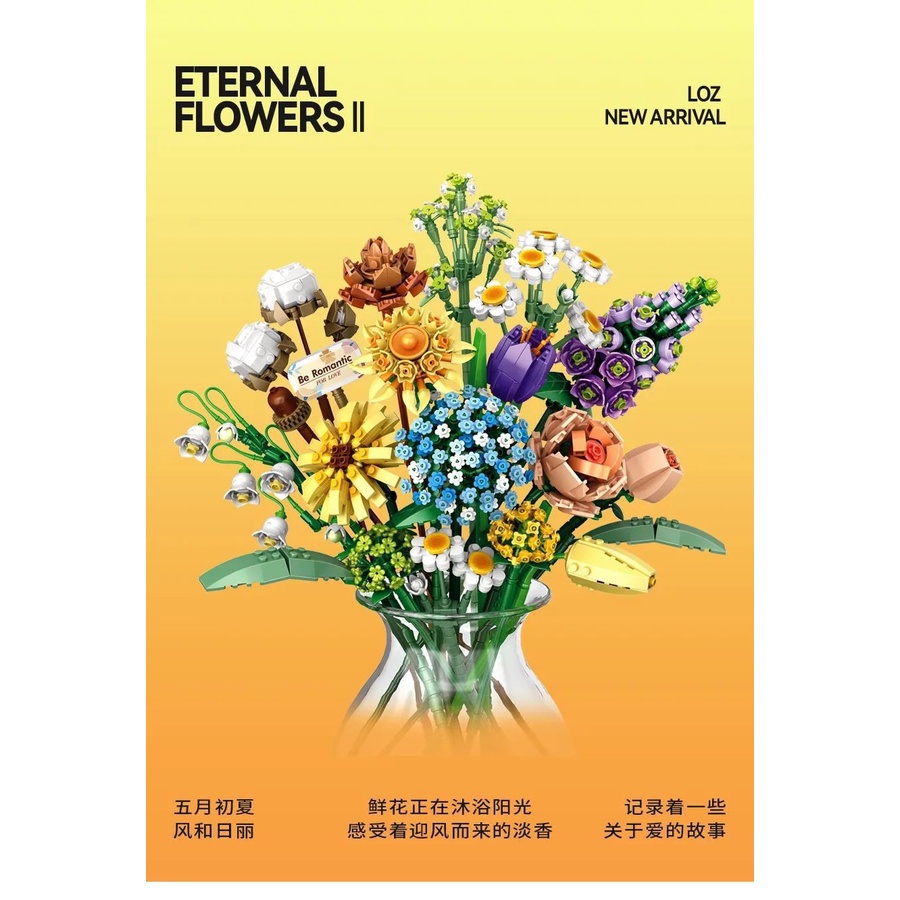 Lắp Ráp Mô Hình Bó Hoa Trang Trí Nhà Cửa, Decor, Sinh Nhật, Lễ Tết Chính Hãng LOZ (Fullbox)