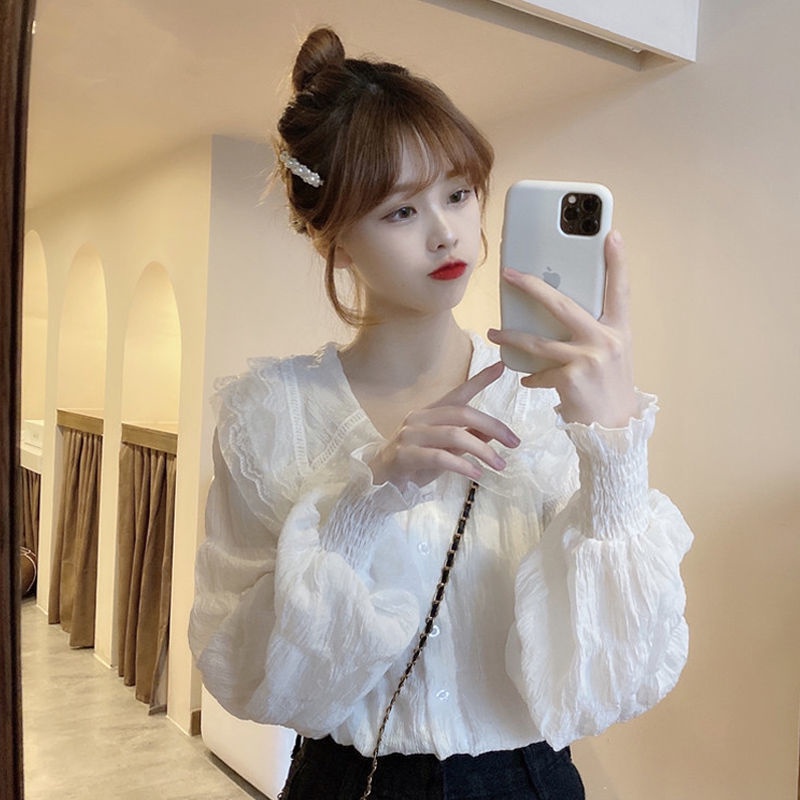 Mới Áo Sơ Mi Voan Phong Cách Hàn Quốc Thanh Lịch Cho Nữ