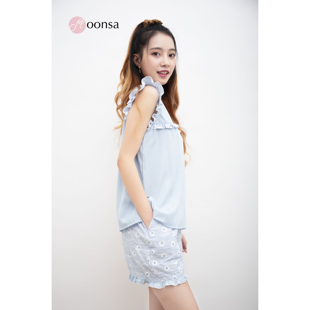 Đồ ngủ Cúc Trắng Xanh [Moonsa] [Tơ Linen] | BigBuy360 - bigbuy360.vn