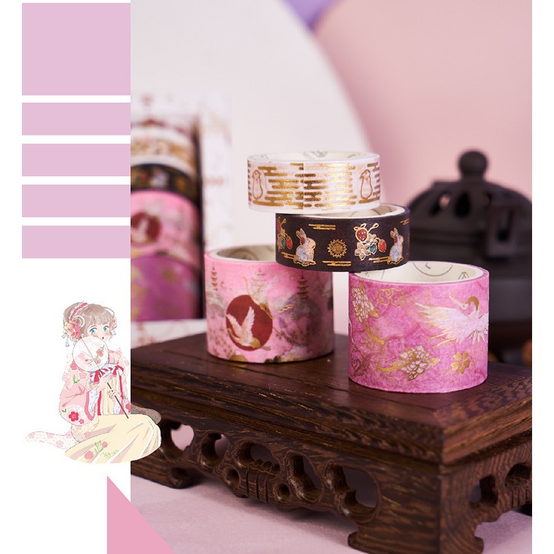 Bộ quà tặng - bộ trang trí - nhãn dán - DIY - 10 washi tape x 10 sticker phong cách anime cực xinh