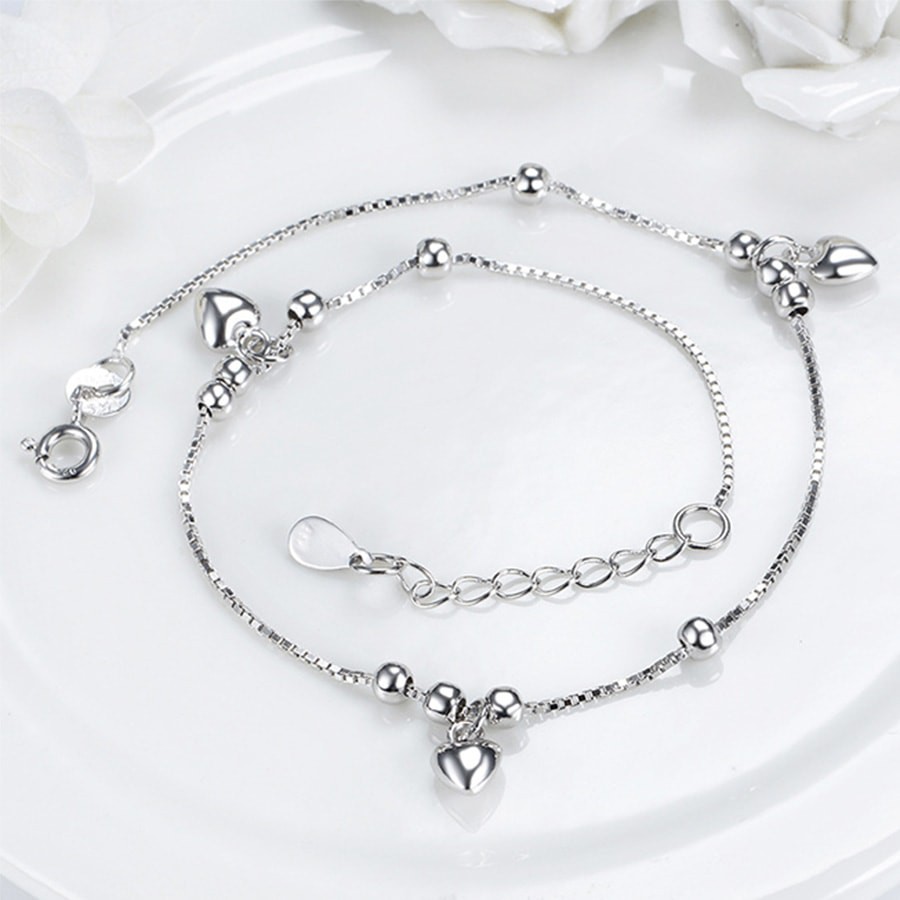 Lắc Chân Bạc Nữ Trái Tim LC-1547-ROXI