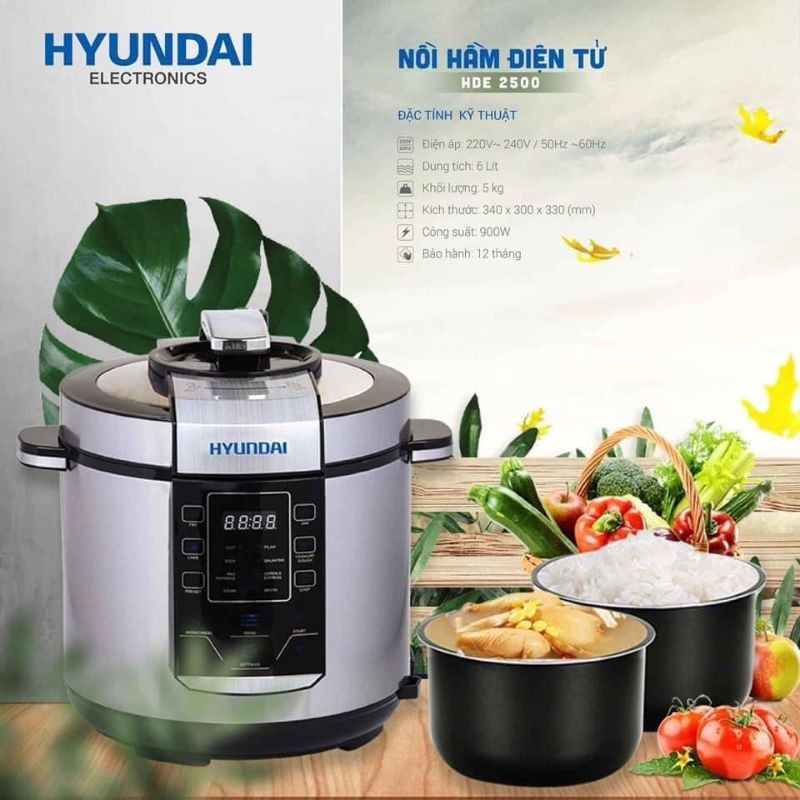 Nồi hầm điện tử Huyndai HDE 2500S - 6 lít