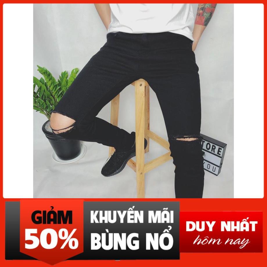 12.12 Quần jeans rách gối nam ống slim fit co giãn dày dặn bền đẹp dáng ôm vải (Shop bán tình yêu cuộn vào sản phẩm)