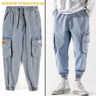 Quần Jean Jogger Túi Hộp Cạp Chun Bó Ống Phong Cách HIPHOP STREETWEAR Ulzzang Túi Hộp