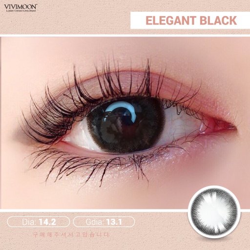 Kính Áp Tròng Vivimoon cho mắt thở Hàn Quốc đen thanh lịch Elegant Black 13.1mm