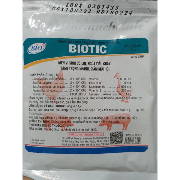 Biotic 100 gram men thức ăn cho thú cưng