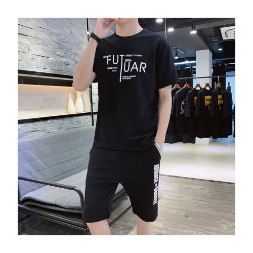 Đồ bộ thun lạnh nam mẫu in chữ kiểu phiên bản hàn quốc kiểu dáng slim fit đơn giản DB19