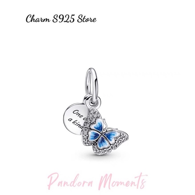 CHARM PAN ALE TREO BLUE BUTTERFLY BẠC S925 CAO CẤP