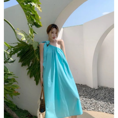 Đầm Dài Đi Biển Không Tay Màu Trơn Phối Ren Độc Đáo Dành Cho Nữ