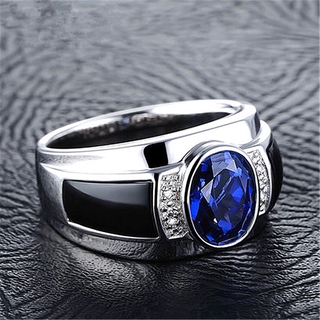 Nhẫn Bạc S925 Đính Đá Sapphire Xanh Thời Trang Nam Nữ ONYX