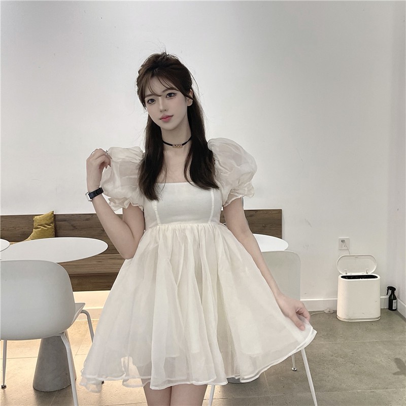 Đầm nữ tay ngắn xòe bồng bềnh tiểu thư Emilyshop ulzzang