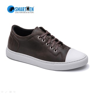 Giày da bò nguyên miếng tăng chiều cao SmartMen Charly (Nâu)