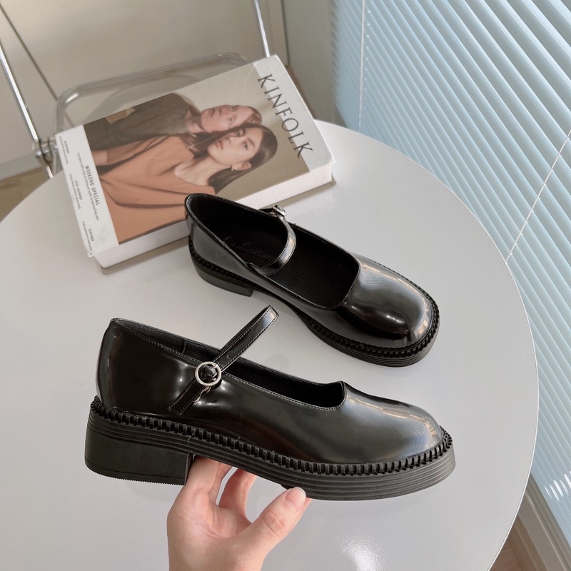 Giày 518 Marry jane cài khuy đế cao 4.5cm [ Wood shoes ]