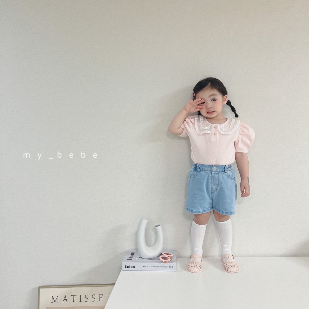 My bebe Áo cổ bèo ren Hàn Quốc cho bé gái