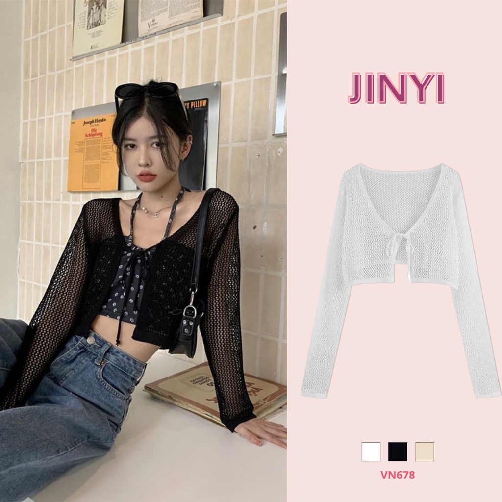 VN678 JinYi Áo cardigan lưới khoác ngoài bikini đi biển đi chơi đi du lịch cực đẹp