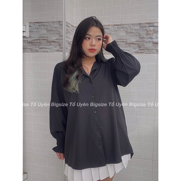 (T.U Bigsize 50-85kg) Áo Sơmi Tay Bo Chun Dáng Dài Loại 1