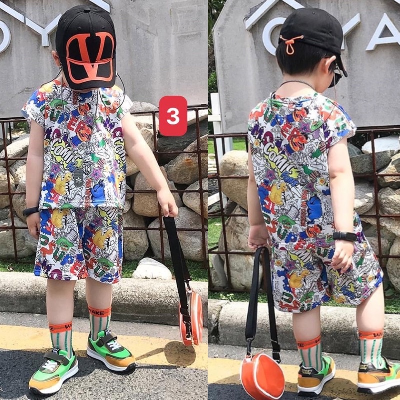 Sale!Bộ thun lạnh 3D in hình đẹp cho bé trai - Quần áo bé trai, đồ bộ cho bé trai size 8-30kg mã 3