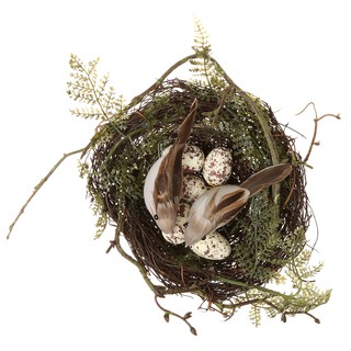 PLASTIC VINE BIRD BREEDING NESTING NEST Artificial Birds 5pcs White Eggs Set