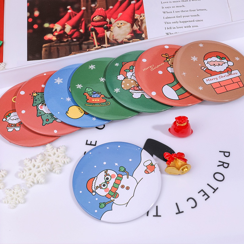 Cartoon Christmas Small Mirror Cute Mini Portable Make-up Mirror Girls Portable Mirror