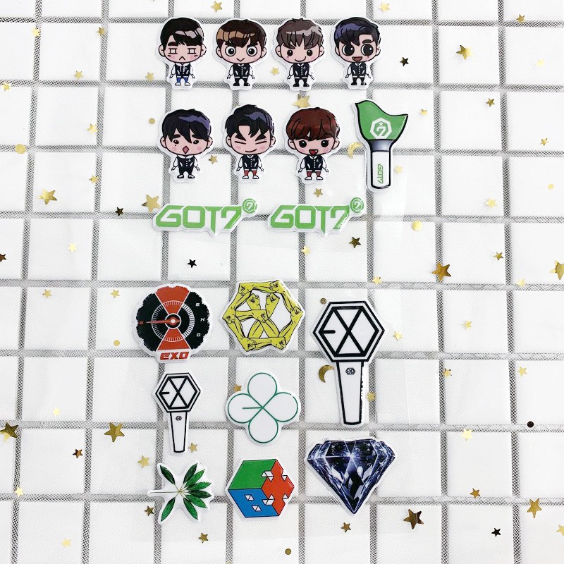 Miếng dán sticker trang trí hình các thành viên nhóm nhạc KPOP EXO