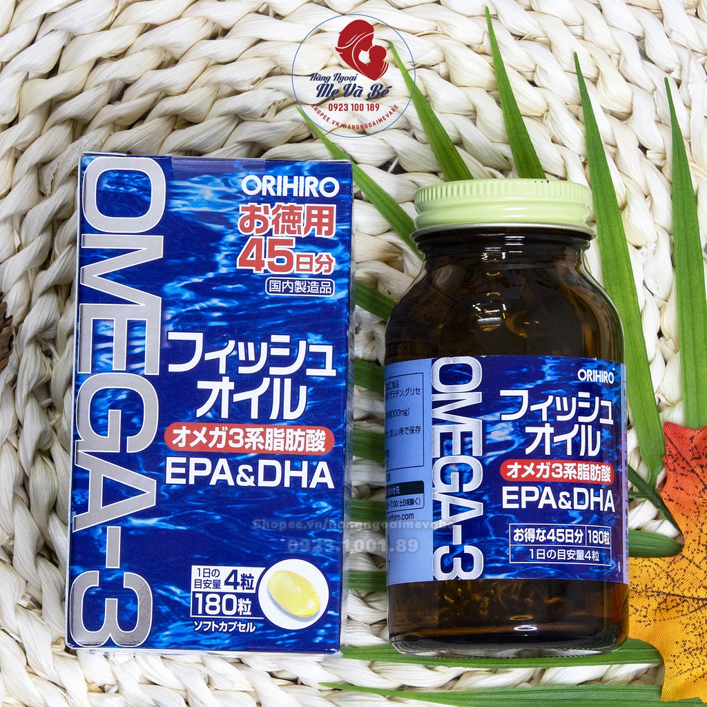 Dầu cá Omega 3 Orihiro Fish Oil Nhật Bản hộp 180 viên [Date 2/2023]