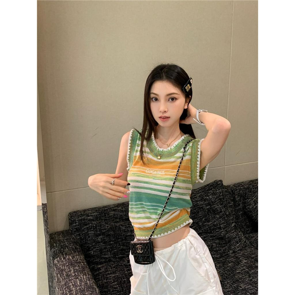 Áo Len Họa Tiết Kẻ Sọc Nhiều Màu Sắc Phong Cách Hàn Quốc Thời Trang Mùa Hè 62649
