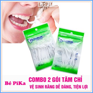 Combo 2 gói 40 tăm chỉ nha khoa vệ sinh răng miệng (20 chiếc/gói)
