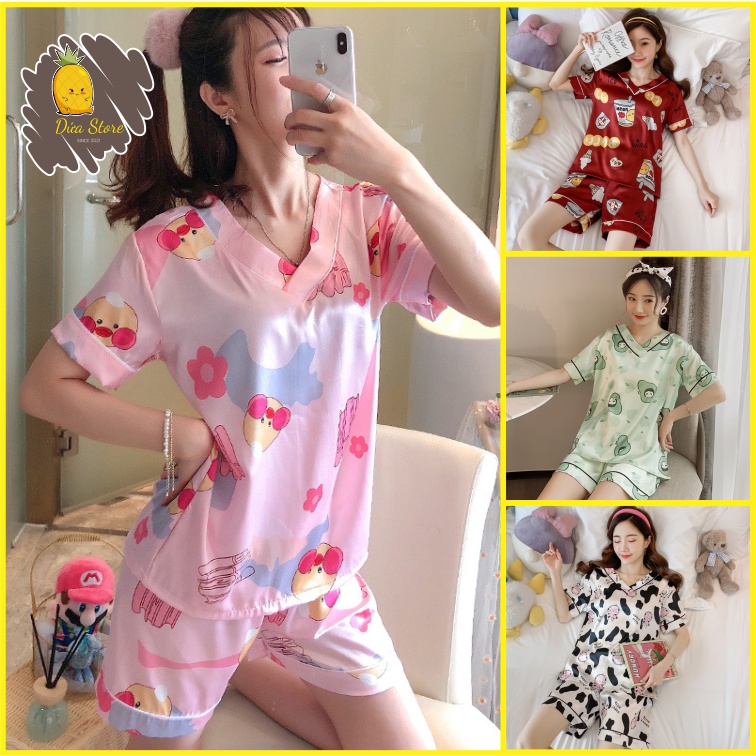 [XẢ HÀNG] Đồ bộ pijama, Pijama lụa nữ mặc nhà cộc tay mặc nhà freesize cực mát, vải mềm, đủ màu, mẫu thiên nga