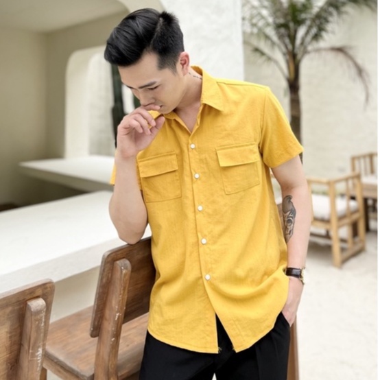 Áo sơ mi nam ngắn tay chất đũi phong cách thời trang công sở mùa hè trẻ trung lịch lẫm AUTOMAN A06