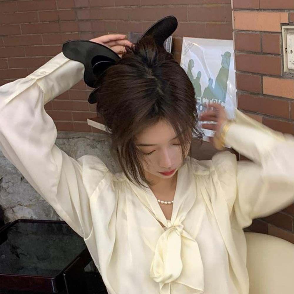 Fallforbeauty Kẹp Tóc Bướm / Cá Mập Họa Tiết Hình Học Cỡ Lớn Thời Trang Vintage Cho Nữ