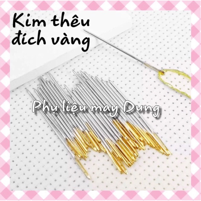 Kim thêu đích vàng may tranh thêu chữ thập