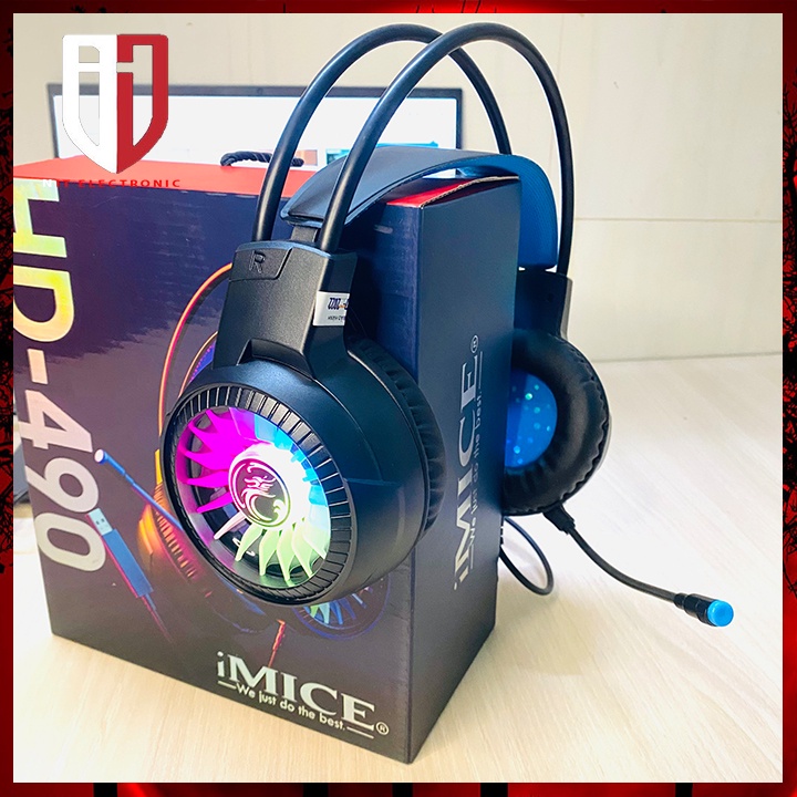 Tai nghe gaming máy vi tính IMICE HD-490 7.1 headphone chụp tai pc có dây Led RGB