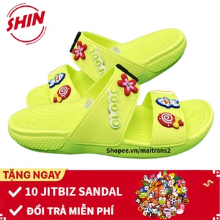 dép sandal💖FREESHIP💖dép sandal cross họa tiết xanh neon MAITRAN121 tặng thêm 10jibtiz cài dép sandal