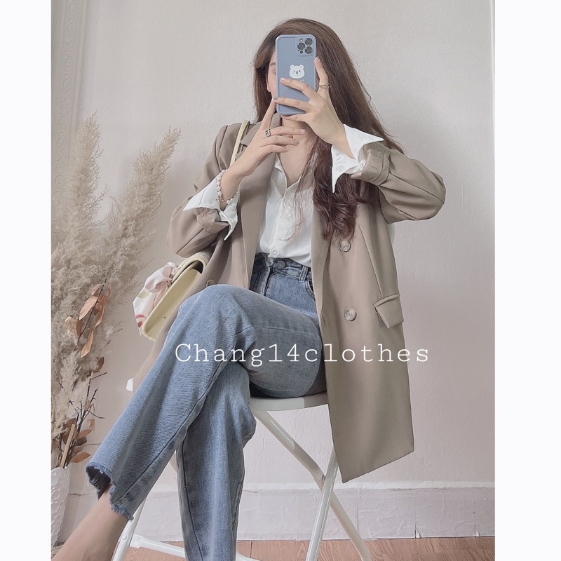 Áo khoác vest-blazer hàng thiết kế chất kate hàn 4 màu đen trắng xanh nâu be | BigBuy360 - bigbuy360.vn