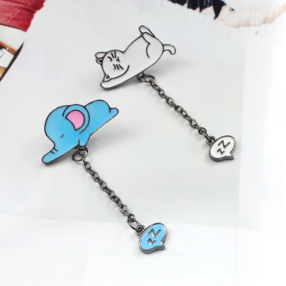 Ghim cài áo kim loại hình động vật ngủ dễ thương