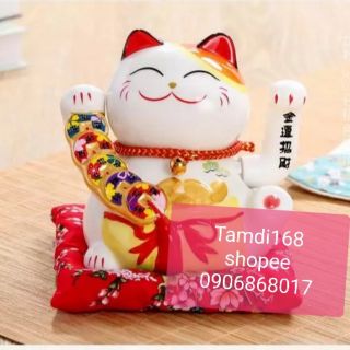 Mèo Thần Tài sứ ngoắc tay cao 15cm