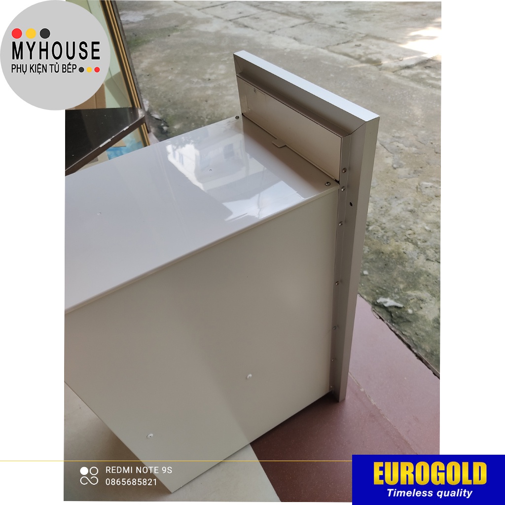 Thùng Đựng Gạo Mặt Gương Nút Nhấn Gắn Tủ Bếp Inox Màu Bạc Hoặc Đen - phụ kiện tủ bếp Eurogold