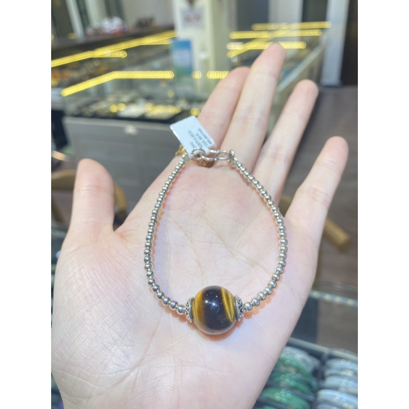 Vòng tay đá mắt hổ mix charm bạc - GAIA BY YANG