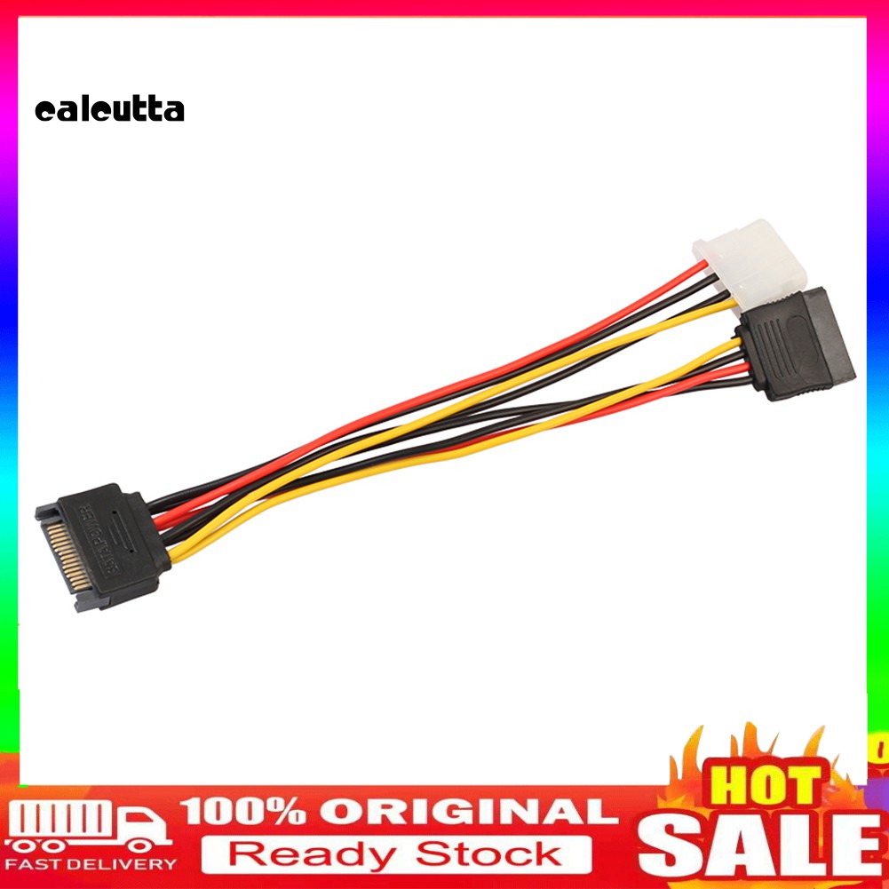 Dây Cáp Nguồn Sata 15pin Sang 4pin Ide Molex Female + 15pin Sata Female
