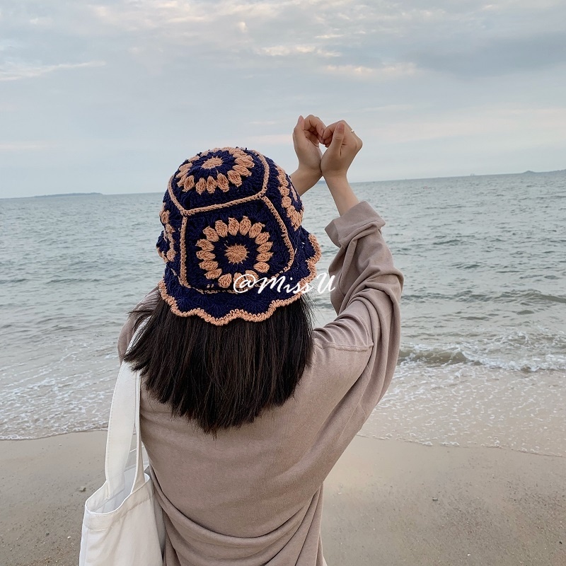 Nón tai bèo dệt kim phong cách Hàn Quốc cho nữ