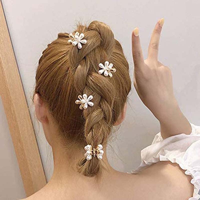 Kẹp Tóc Hoa Cúc Đính Ngọc Trai Nhân Tạo Thời Trang