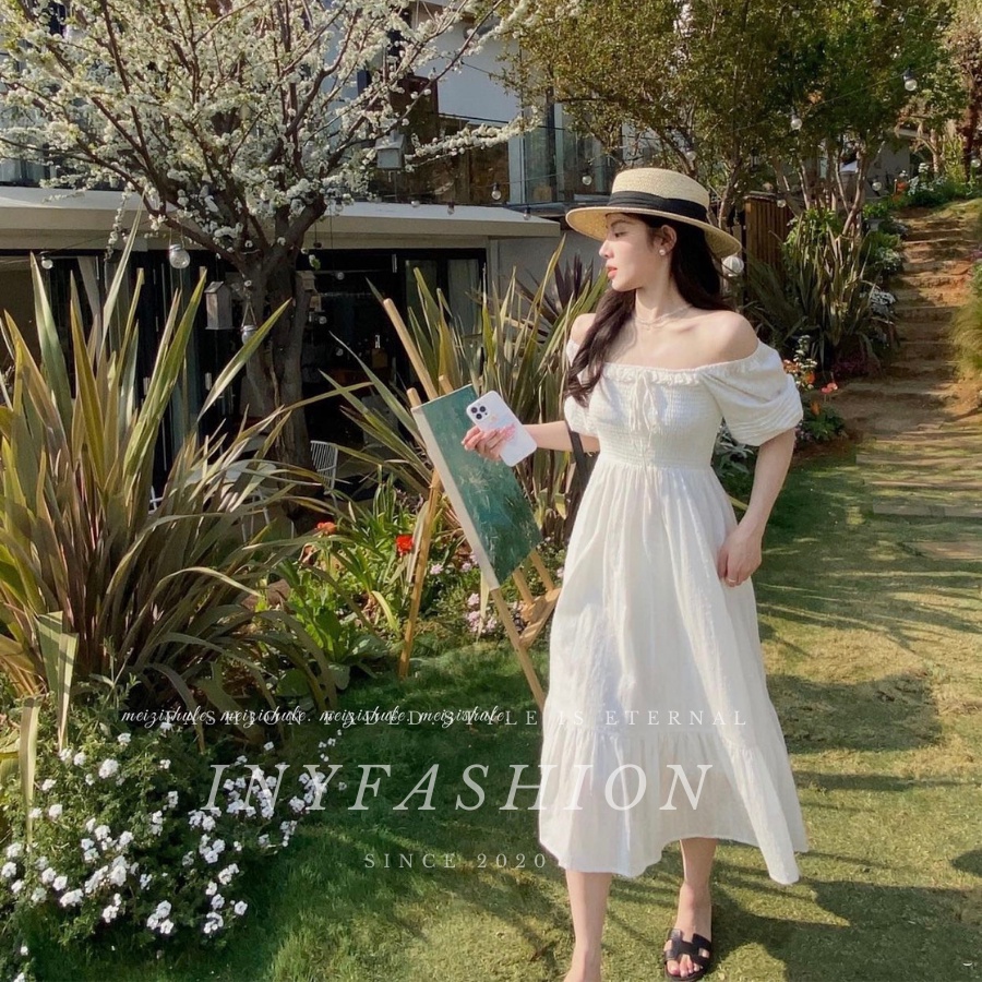 Váy baby doll tay bồng chun ngực  lót thân váy hàng đẹp Inyfa