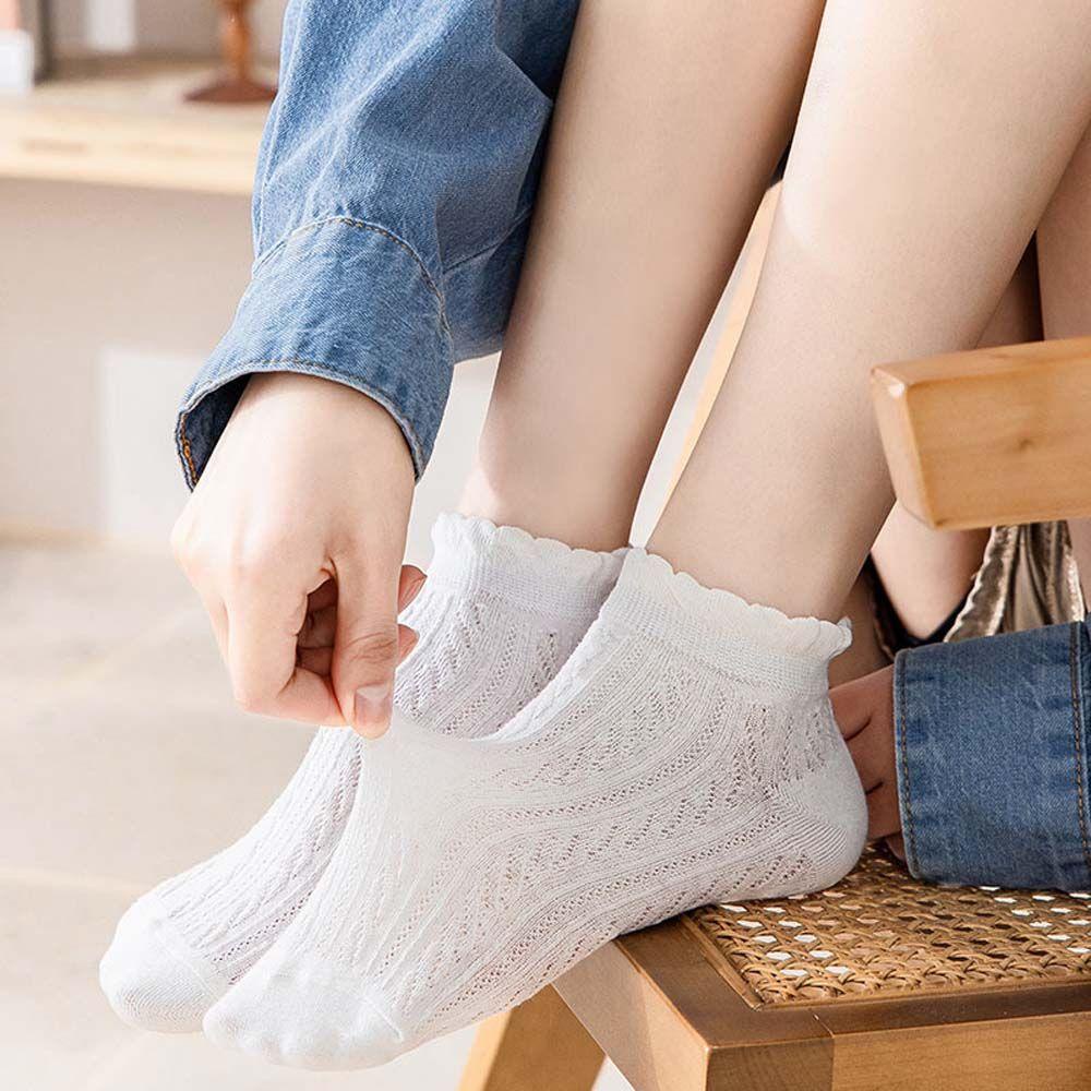 Vớ Cotton Cổ Thấp Họa Tiết Dễ Thương Nhiều Màu Phong Cách Hàn Quốc Thời Trang Cho Nữ