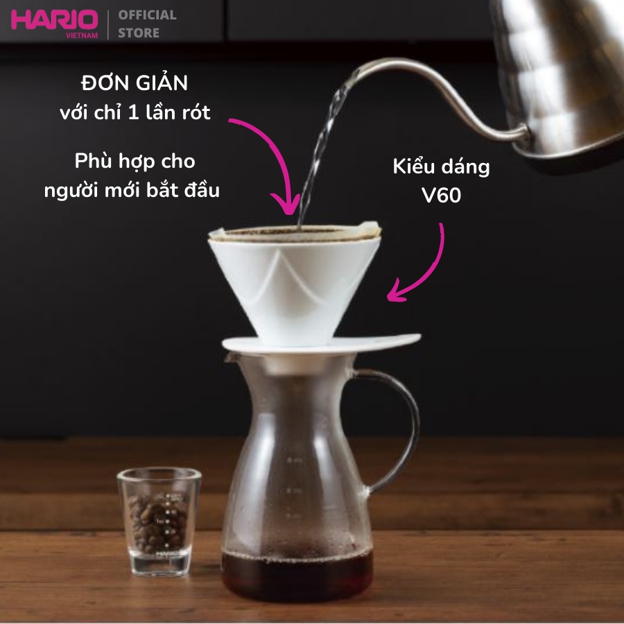 Phễu Sứ Pha Cà Phê Hario V60 Mugen (VDMU-02-CW)