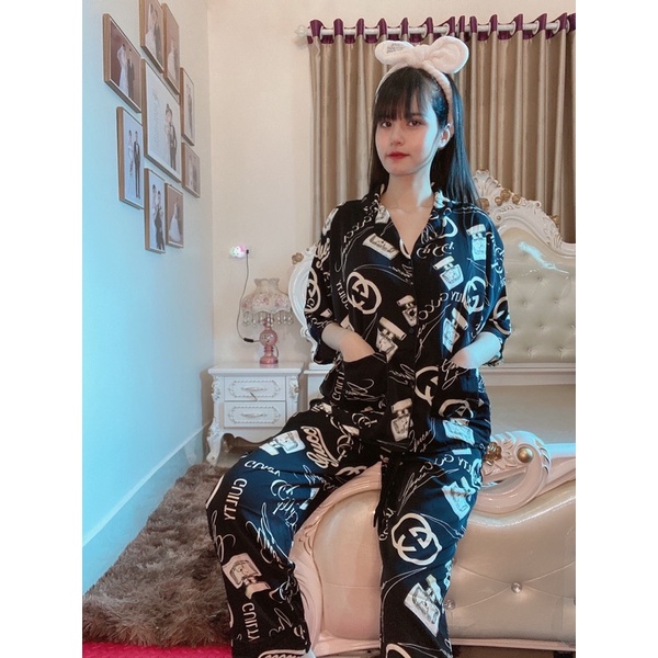 [ẢNH CHỦ SHOP] Pijama lụa cao cấp hoạ tiết quần dài tay cộc bigsize | BigBuy360 - bigbuy360.vn