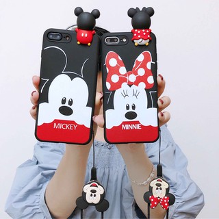 Apple Compatible iPhone Cases 6s 6 7 8 Plus X XR XS Max 11 Pro OPPO F5 Plus F7 F11  Mickey Minnie Carroon Cases with Strap