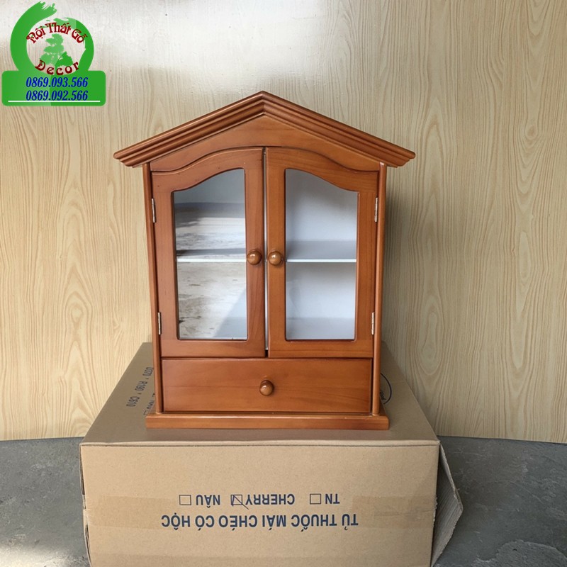 🌟Tủ Y Tế, Tủ Thuốc Gỗ Mái Chéo Có Ngăn Kéo 🌟 🌟