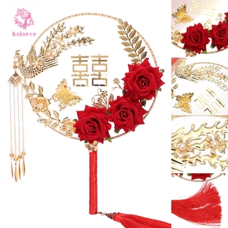 Quạt Cầm Tay Hình Tròn Phong Cách Trung Hoa Cổ Điển