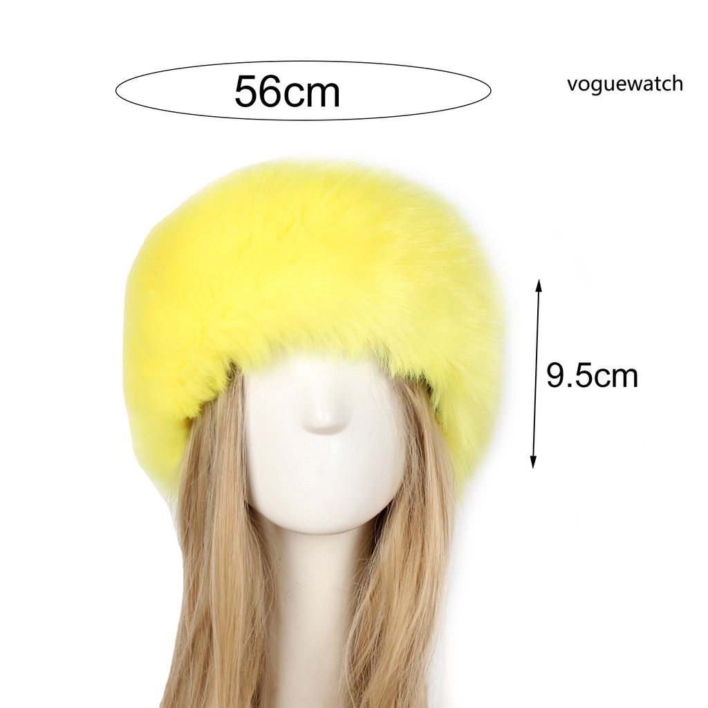 [VOG2] Mũ Turban Rộng Vành Phối Lông Giả Dày Dặn Trượt Tuyết Cho Nữ