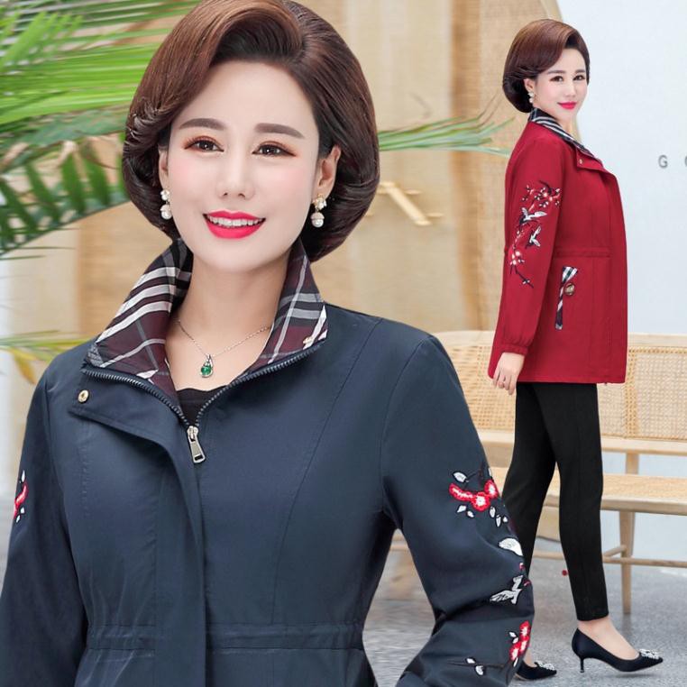 Áo Khoác Trung Niên Mùa Thu Dài Thời Trang Phong Cách Áo Gió Mỏng hàng Quảng Châu